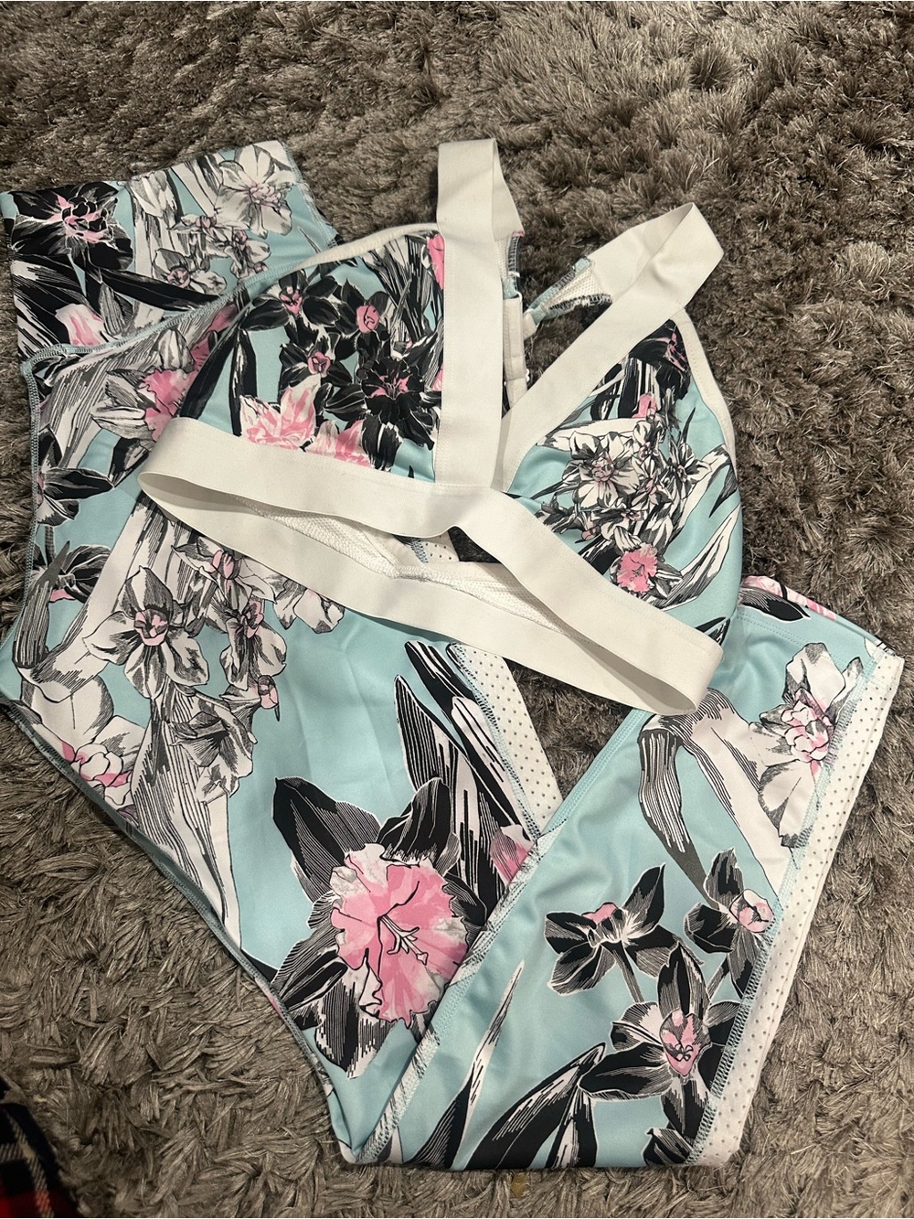 Nike Floral Light Blue and Pink Bralette & Brief Set